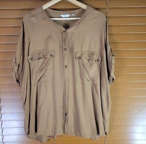Reitmans Brown Viscose Short Sleeve Shirt